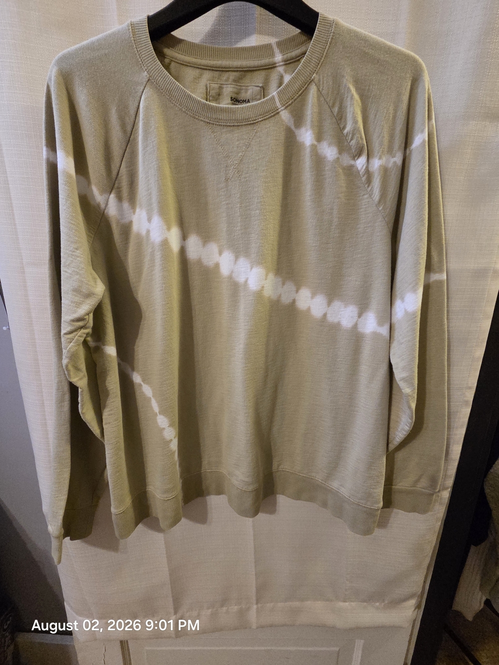 Olive Green Tie-Dye Crewneck Sweatshirt